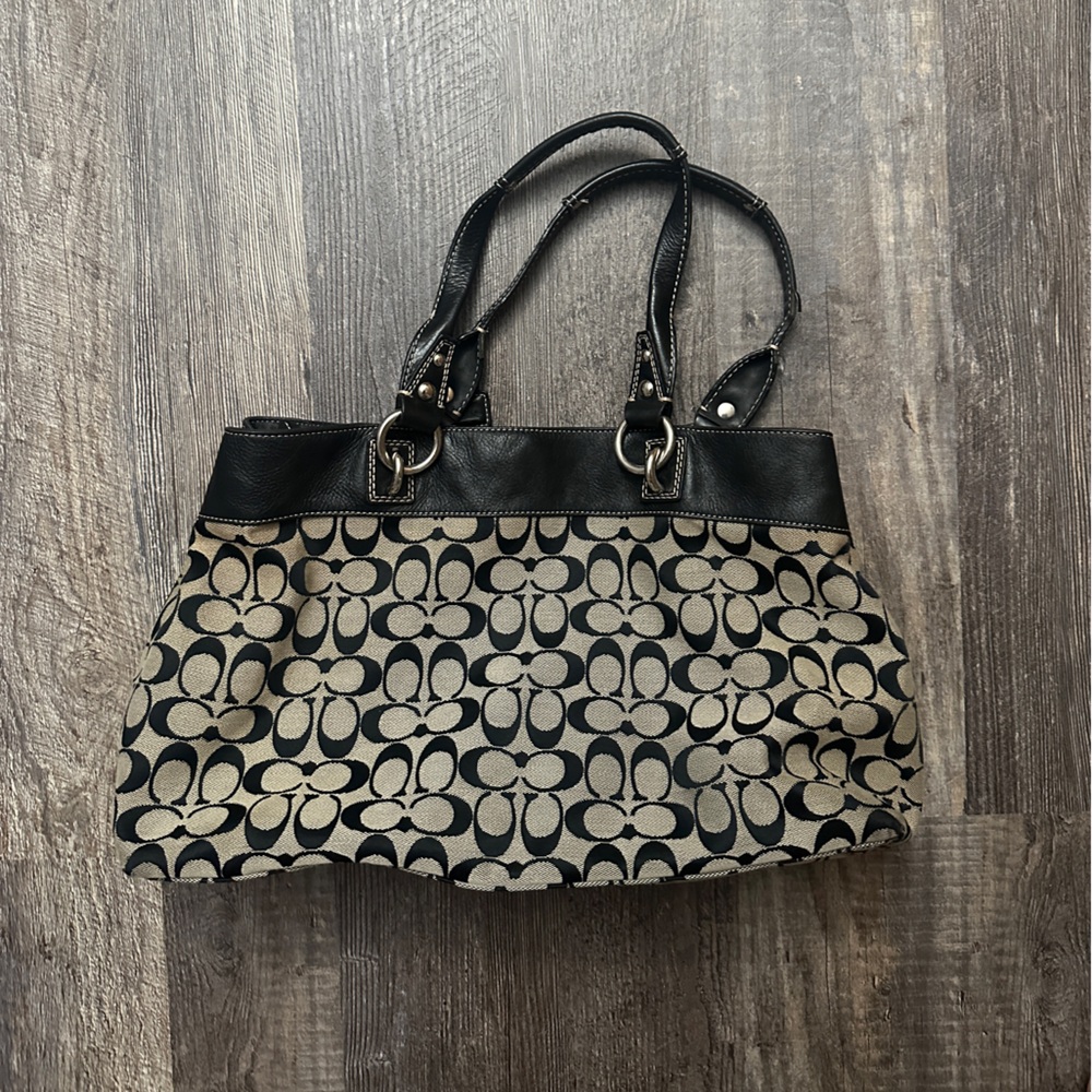 Coach Black and Tan Shoulder Bag - Picture 2 of 4